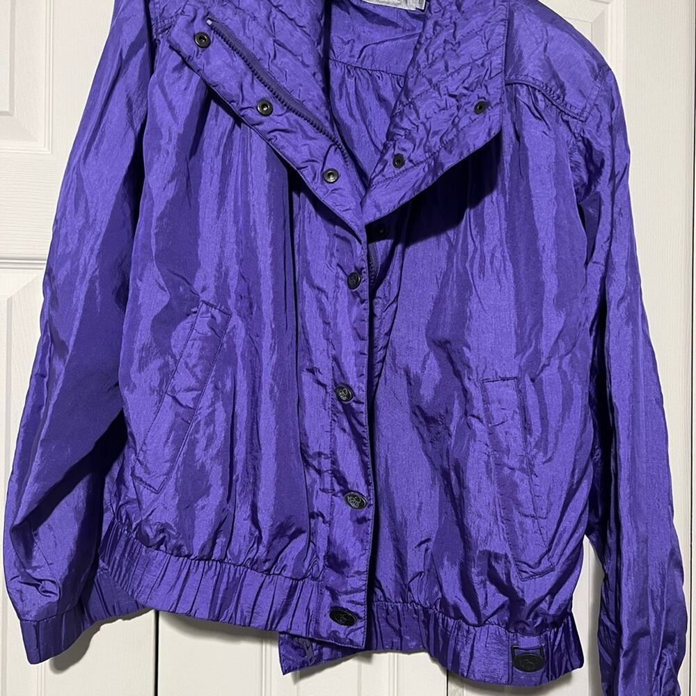 Vintage 90s Bobbie Burns Purple Windbreaker Jacket Women’s Large Nylon Retro EUC